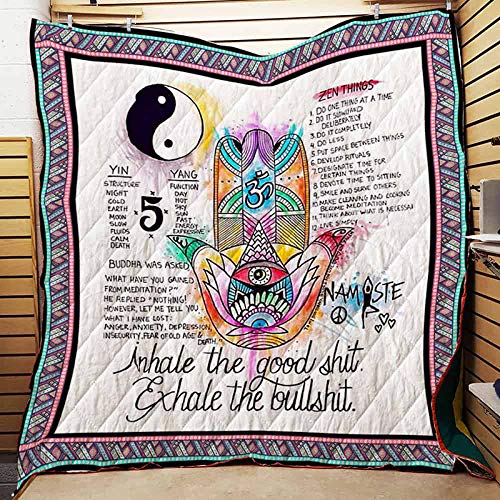 Building Inner Strength Yoga Quilt P227b PdQuilted Comforter King and Queen Size, Perfect Quilt