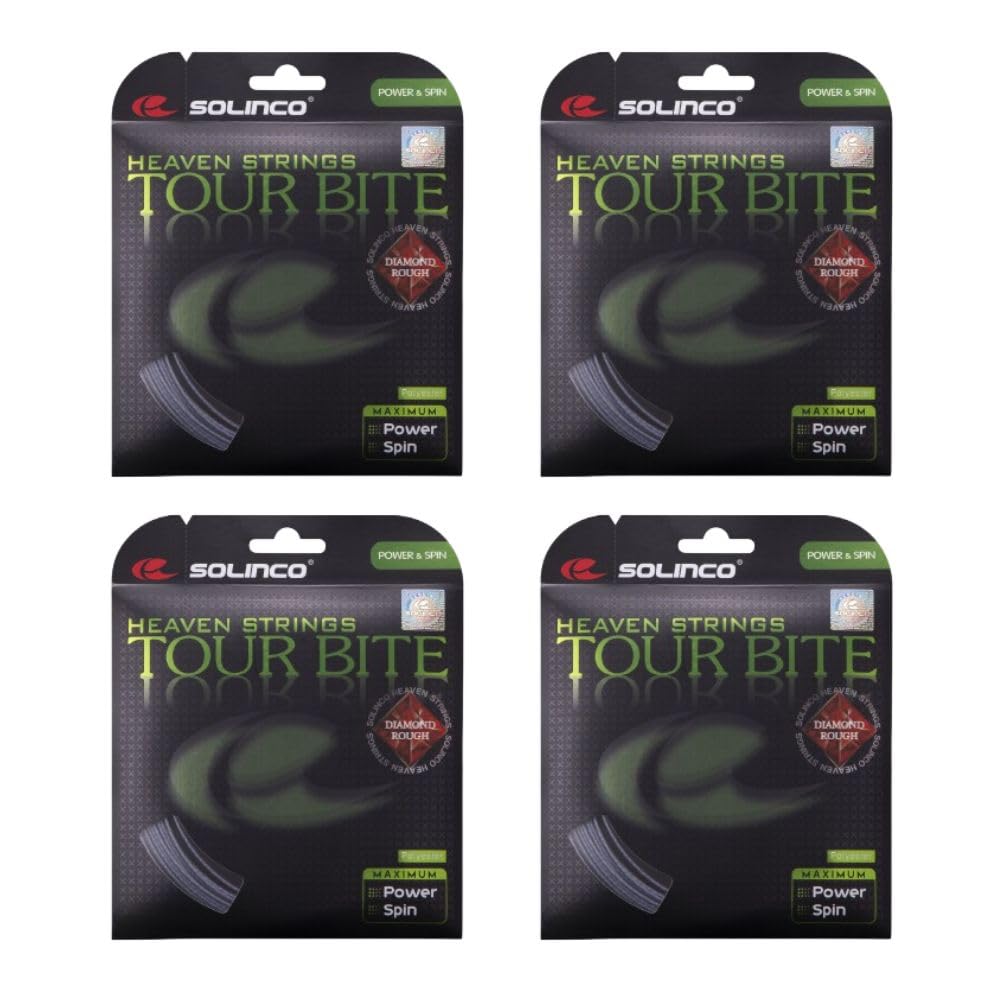 Solinco Tourbite Diamond Rough Tennis String - 4 Sets (Silver, 17g)