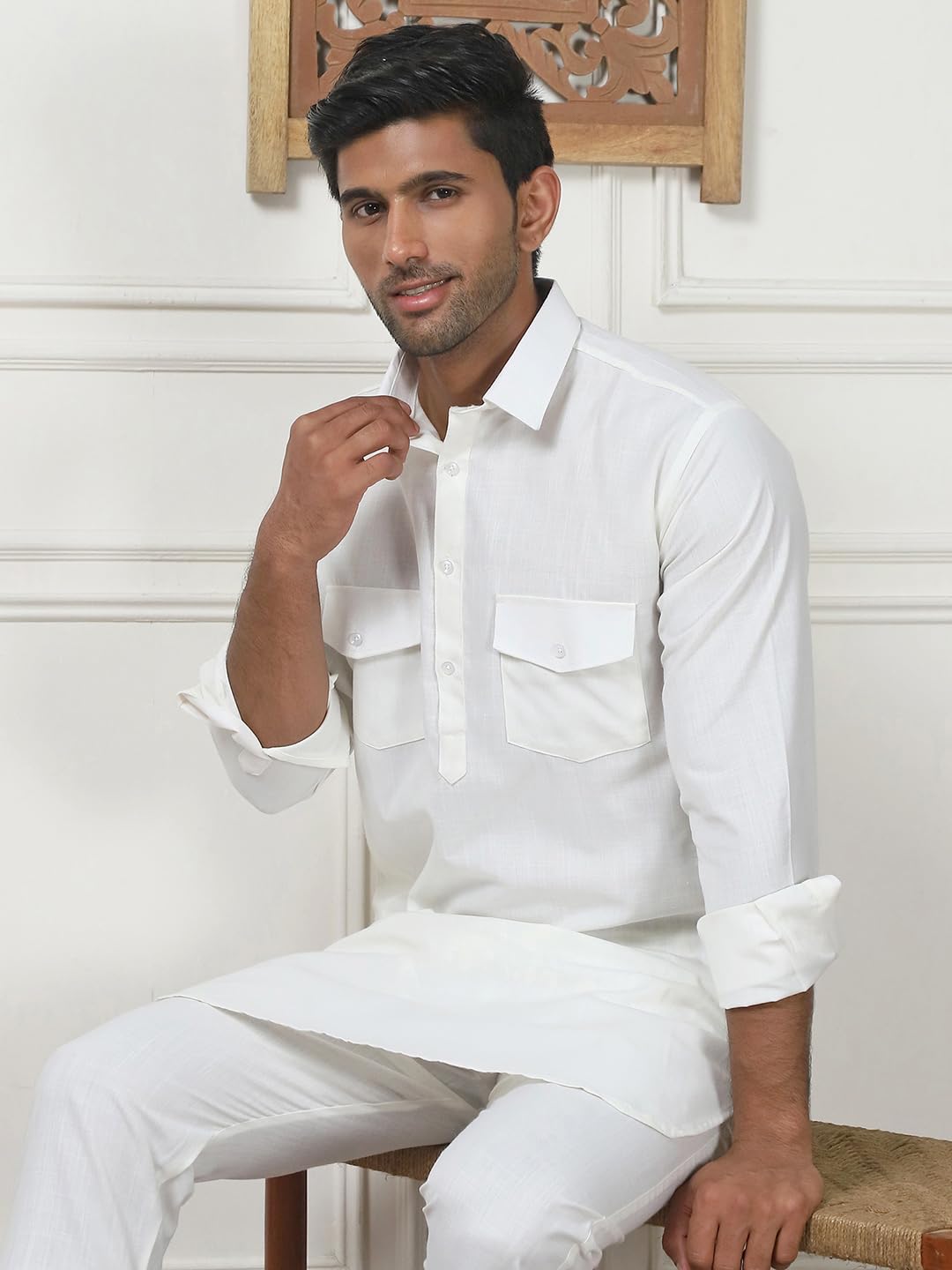 Maple Clothing Punjabi Kurta Pyjama-Set Pathani Herren-Baumwolle, indische Kleidung, Bollywood-Outfit