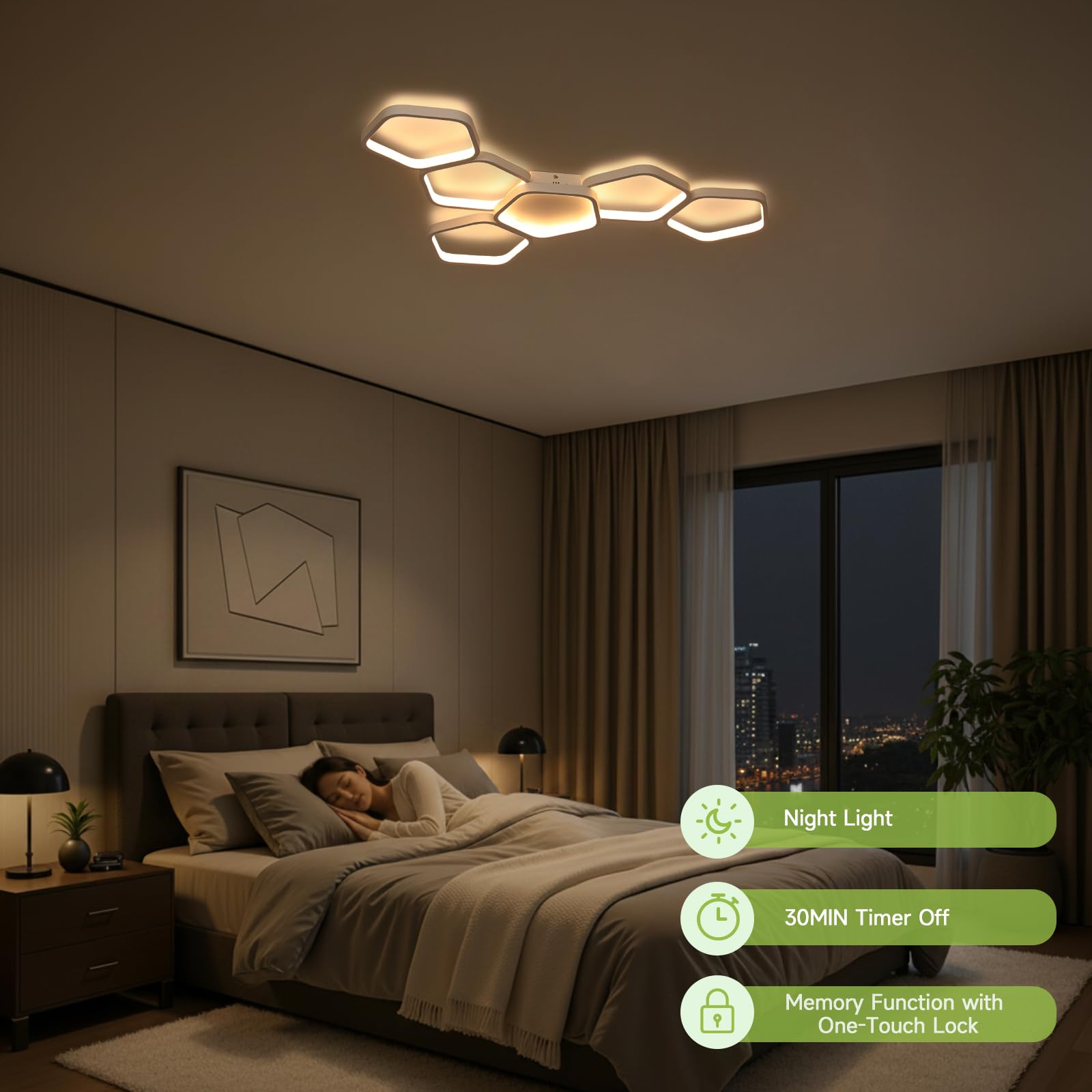 OTREN Plafoniera LED Soffitto Dimmerabile con Telecomando 88cm 58W | Lampadario Moderno con Luce Notturna, Timer e Funzione per Camera da Letto, Soggiorno, Cucina