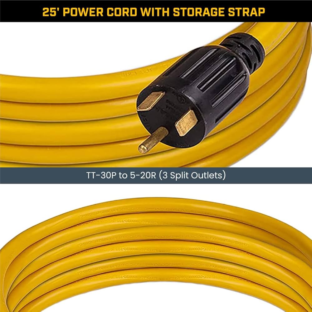 Amazon.com : Firman 1101 Power Cord TT-30P to 3 x 5-20R 25ft