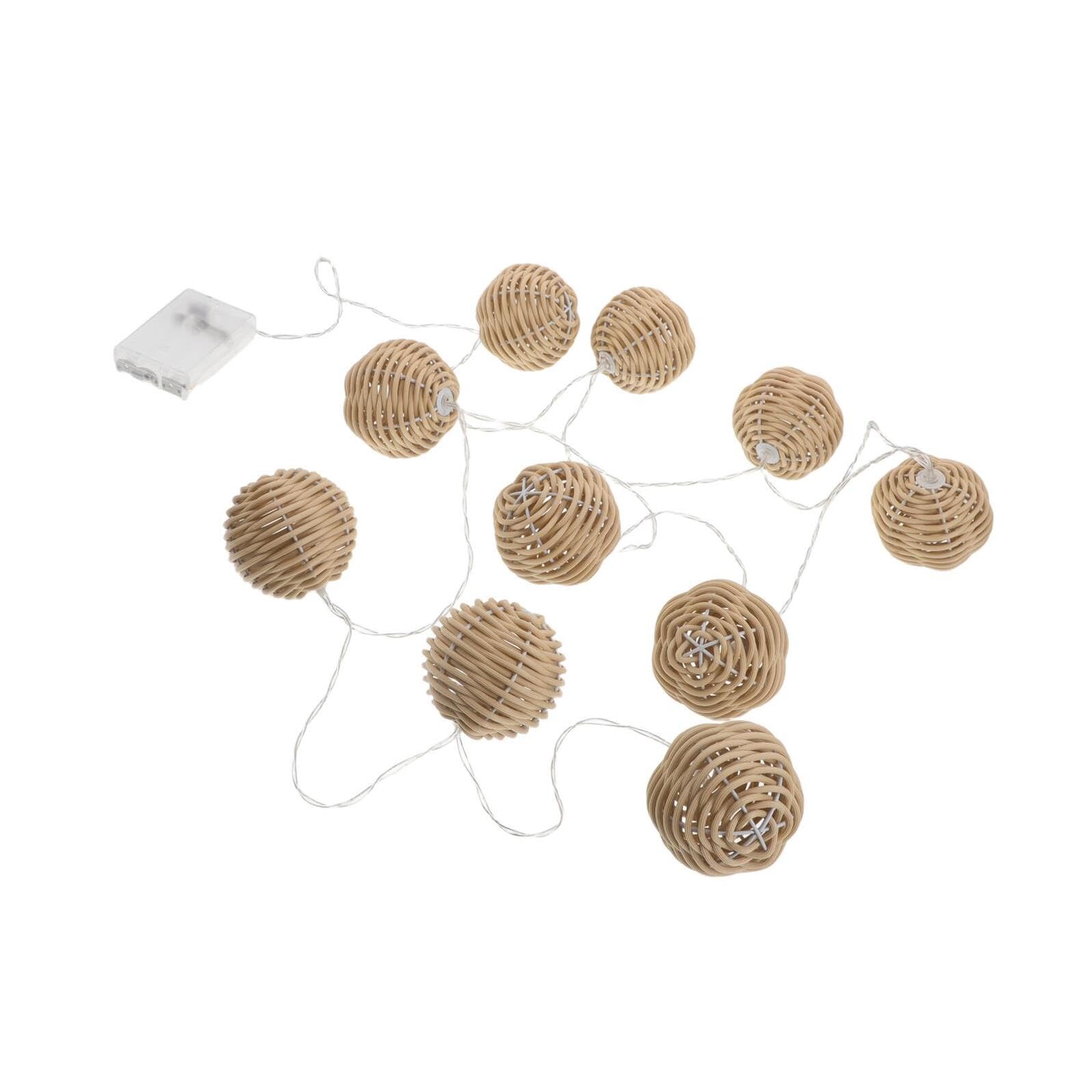 Artibetter Luci a Stringa LED 10 Sfere in Finto Rattan a Batteria, Luci Decorative per Esterni e Interni, Resistenti alle Intemperie per Patio, Giardino e Cortile