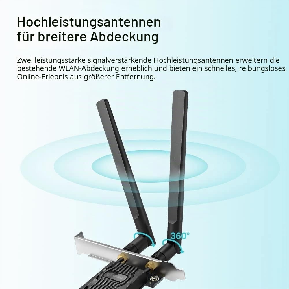TP-Link Archer TX20E AX1800 Wi-Fi 6 WLAN Karte für PC, Bluetooth 5.2 PCIe-Adapter, 1201 Mbit/s 5 GHz und 574 Mbit/s 2,4 GHz, WPA3-Verschlüsselungsstandard, MU-MIMO, Unterstützt nur Windows 11/10