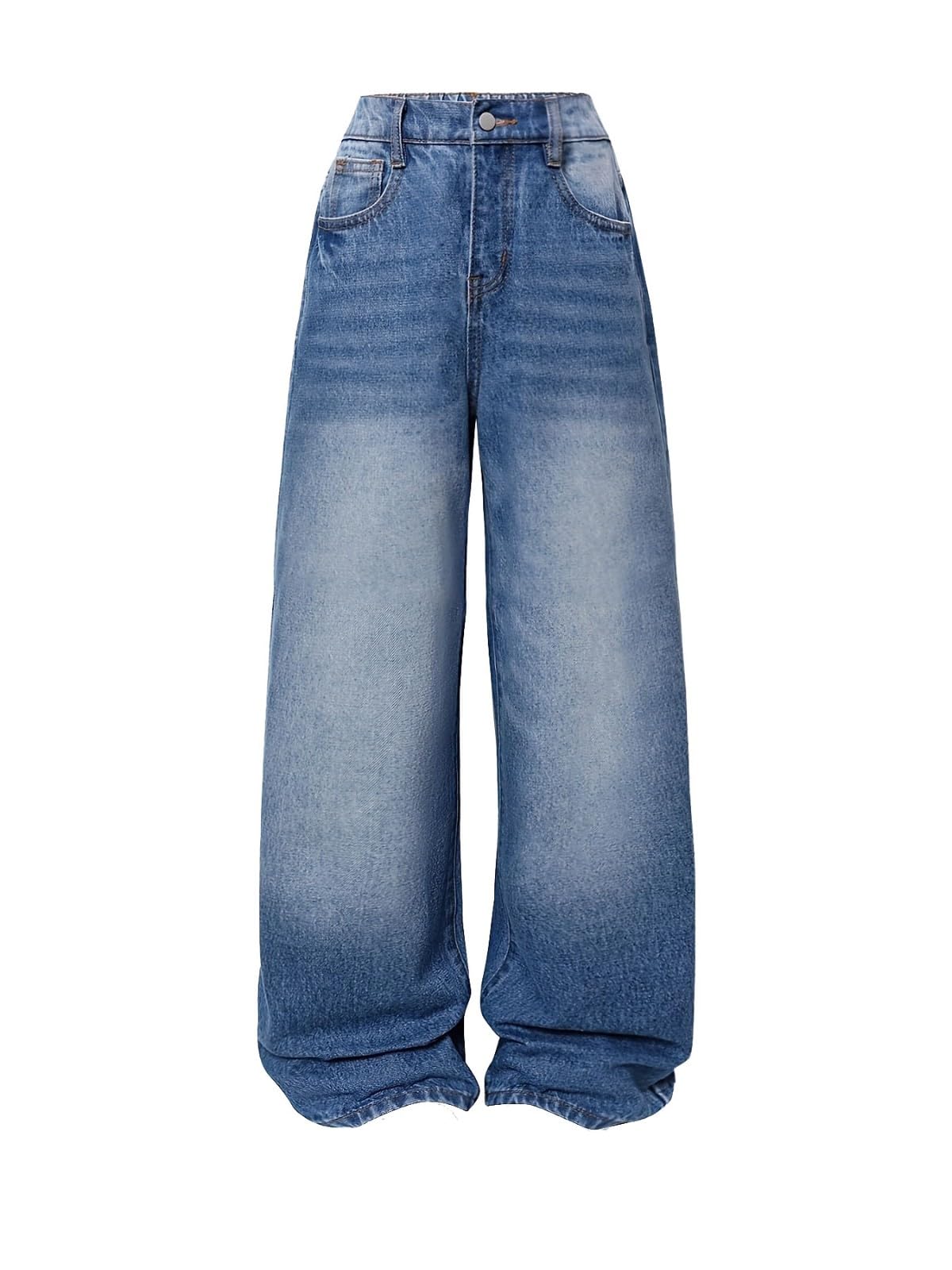 Jeans per Ragazze, Pantaloni Larghi in Denim a Gamba Larga, Vita Alta Elasticizzata, Pantaloni con Fiocco Carini, Casual, Abbigliamento da Strada per bambini7
