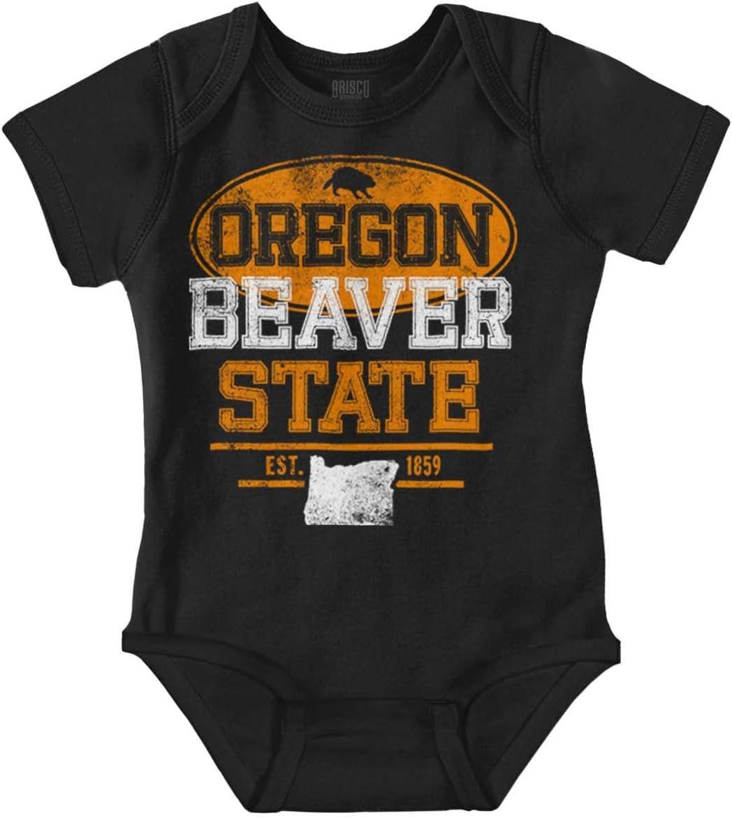 Brisco Brands Oregon OR Beaver State Pride Souvenir Baby Romper Boys or Girls