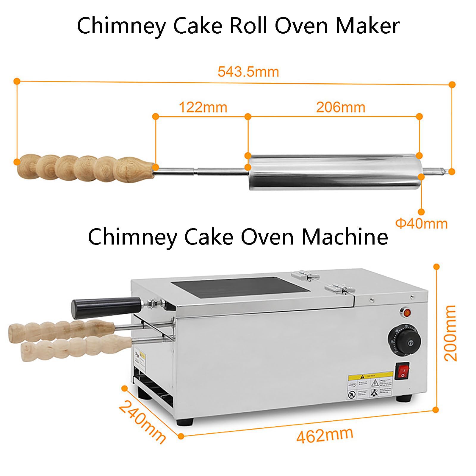 Machine électrique à Gâteaux Cheminée (chimney Cake) Pour Cônes, Four Professionnel Avec 2 Rouleaux En Acier Inoxydable, Température Réglable De 50 °c à 300 °c, Four à Cônes Pour Restaurant