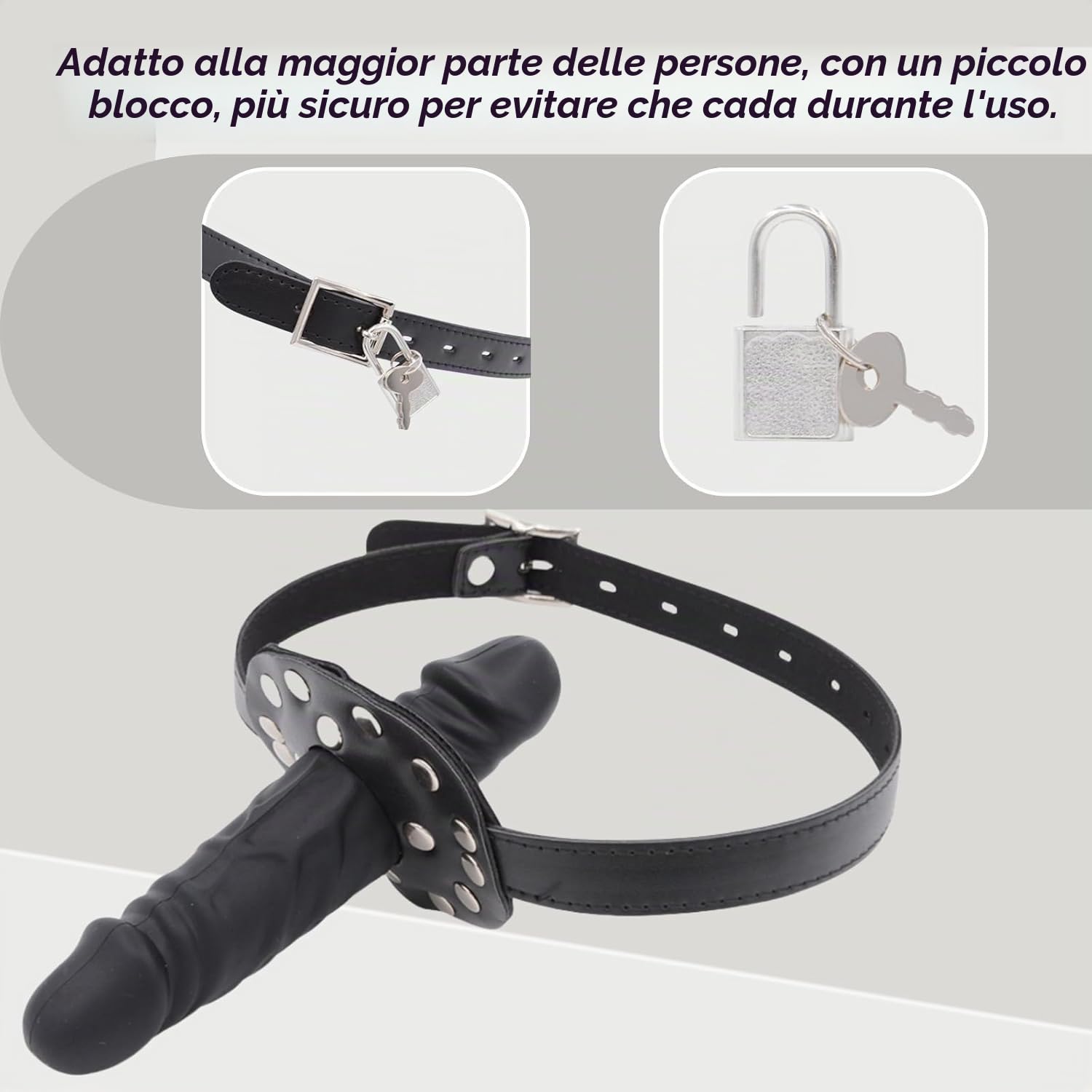 Dildo Gag Realistico SM Gag a Sfera Dildo in Silicone Regolabile Nero, L | Bocca Gag Strap-on Dildo Anale Interno alla Bocca Imbracatura Giocattolo Bondage BDSMs per Uomini Donne e Coppie