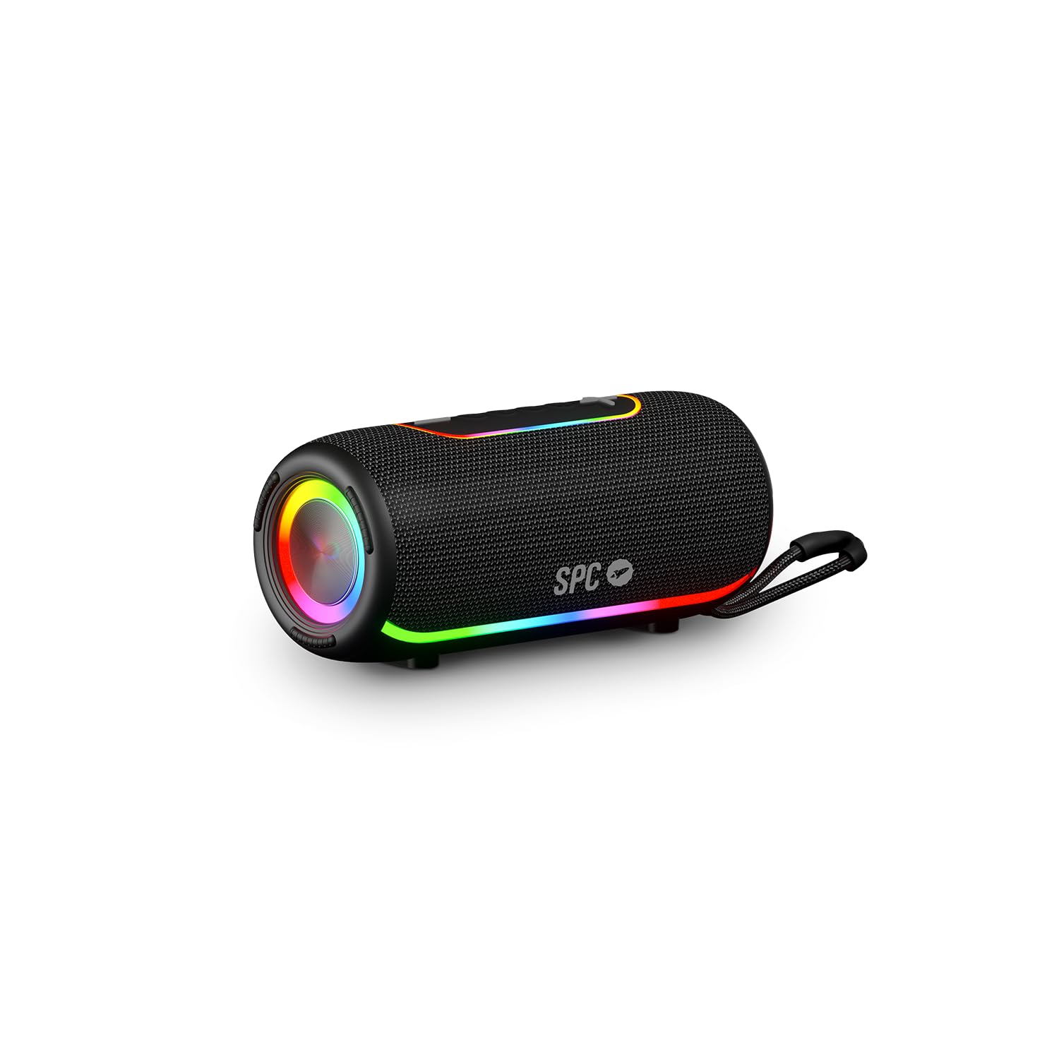 SPC Orbital Storm – potężny przenośny głośnik Bluetooth 60 W z diodą LED 360° | Czas pracy baterii do 20 godzin | Wodoszczelność IPX6 | True Wireless | USB, microSD i gniazdo 3,5 mm | Głośnik i pasek