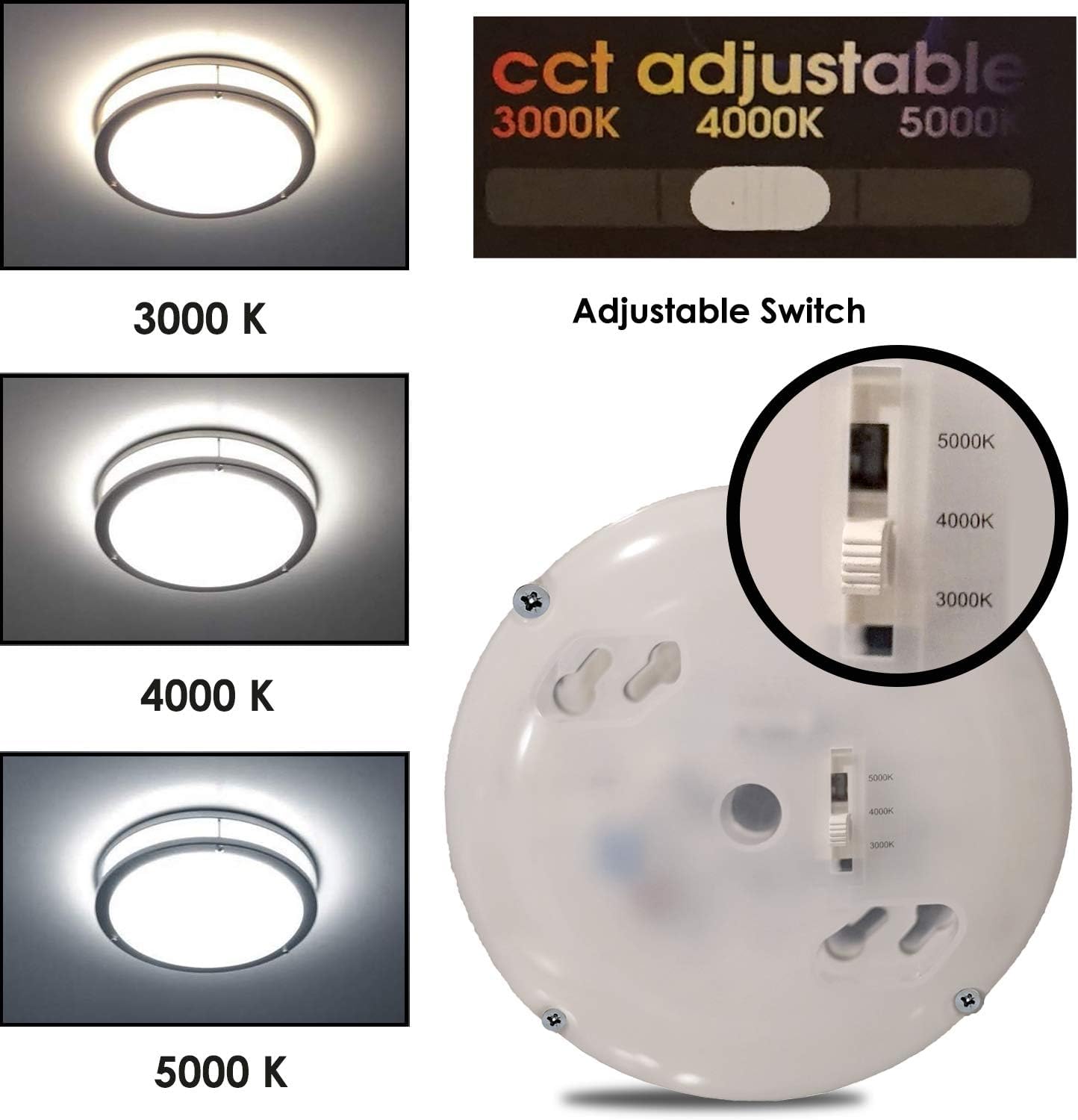 SLEEKLIGHTING LED Flush Mount Ceiling Light Fixture 12 Inch - 21W Low Profile Dimmable Ceiling Light 5 Color Selectable 2700K-5000K Brushed Nickel, 1450 Lumens for LED Indoor Lighting (1)