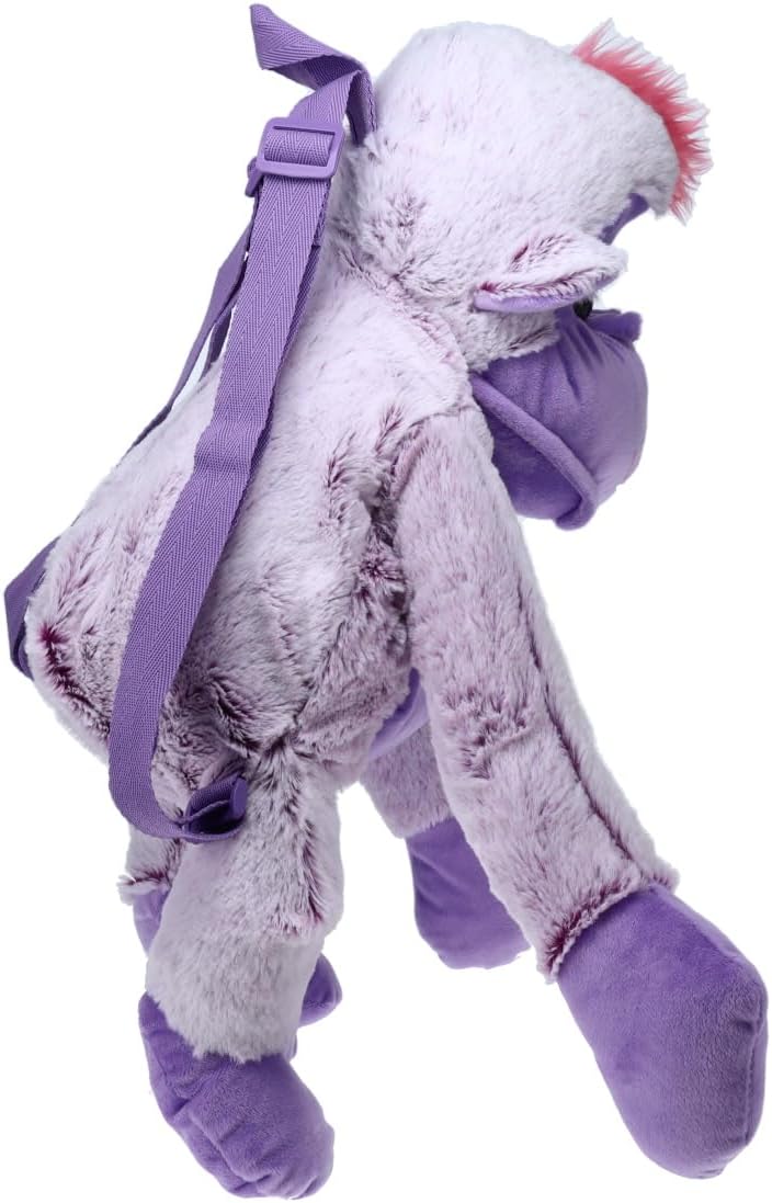Treasure Cove Plush Gorilla Backpack 10018C Kids Stuffed Gorilla 20-Inch Day Pack with Hidden Pocket for Small Item Treasures Pillow Pack Purple
