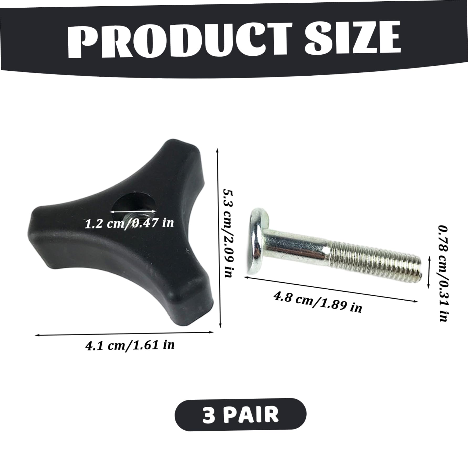 SMTHOME 2Pcs Triple Angle Handle Knob Nut Screw Bolt Replacement Parts