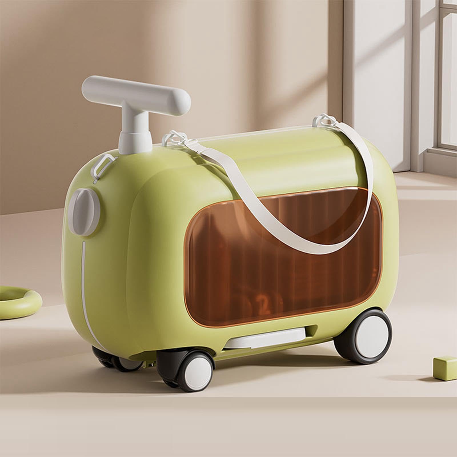 Valigia Da Viaggio Leggera per Bambini, Custodia Rigida per Bambini con Ruote a 4 Ruote E Materiale PP Portatile, Adatta per L'esterno, Verde