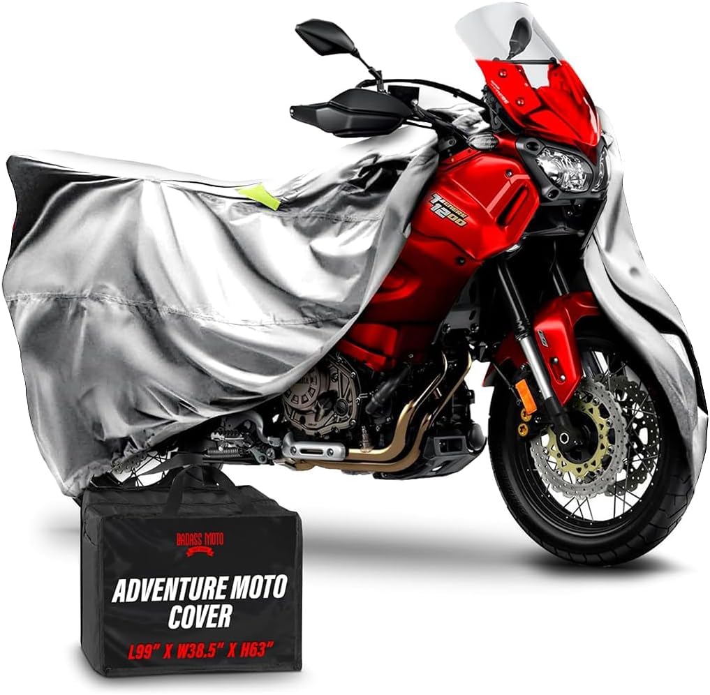 Badass Moto Waterproof Outdoor Motorcycle Cover for Adventure Bikes, Gray