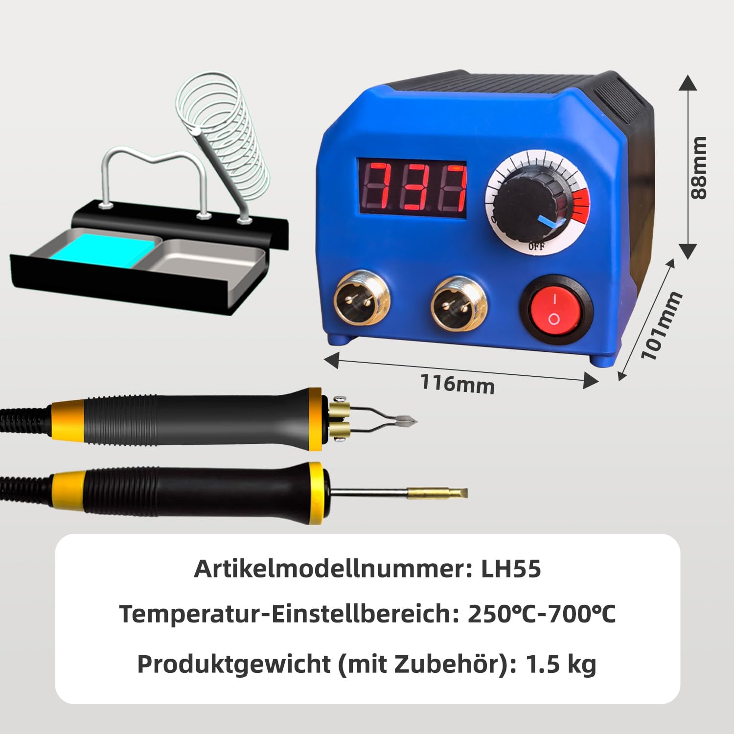 FIRElood LH55-T2-NS2 Holzverbrennungsset, Brandmalerei-Holzverbrennungswerkzeug-Set mit Brandmalerei-Maschine, 33 Drahtspitzen, 2 Holzverbrennungsstifte, einstellbare Temperatur 250–700 ℃