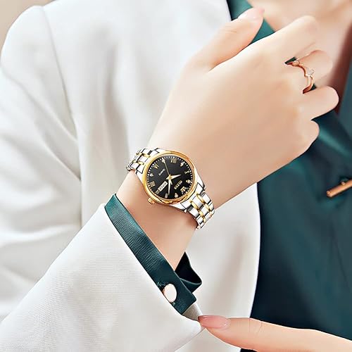 Miniatura 4 de OLEVS Reloj de mujer con diamantes de oro, clásico, elegante, de acero inoxidable, impermeable, fecha de día