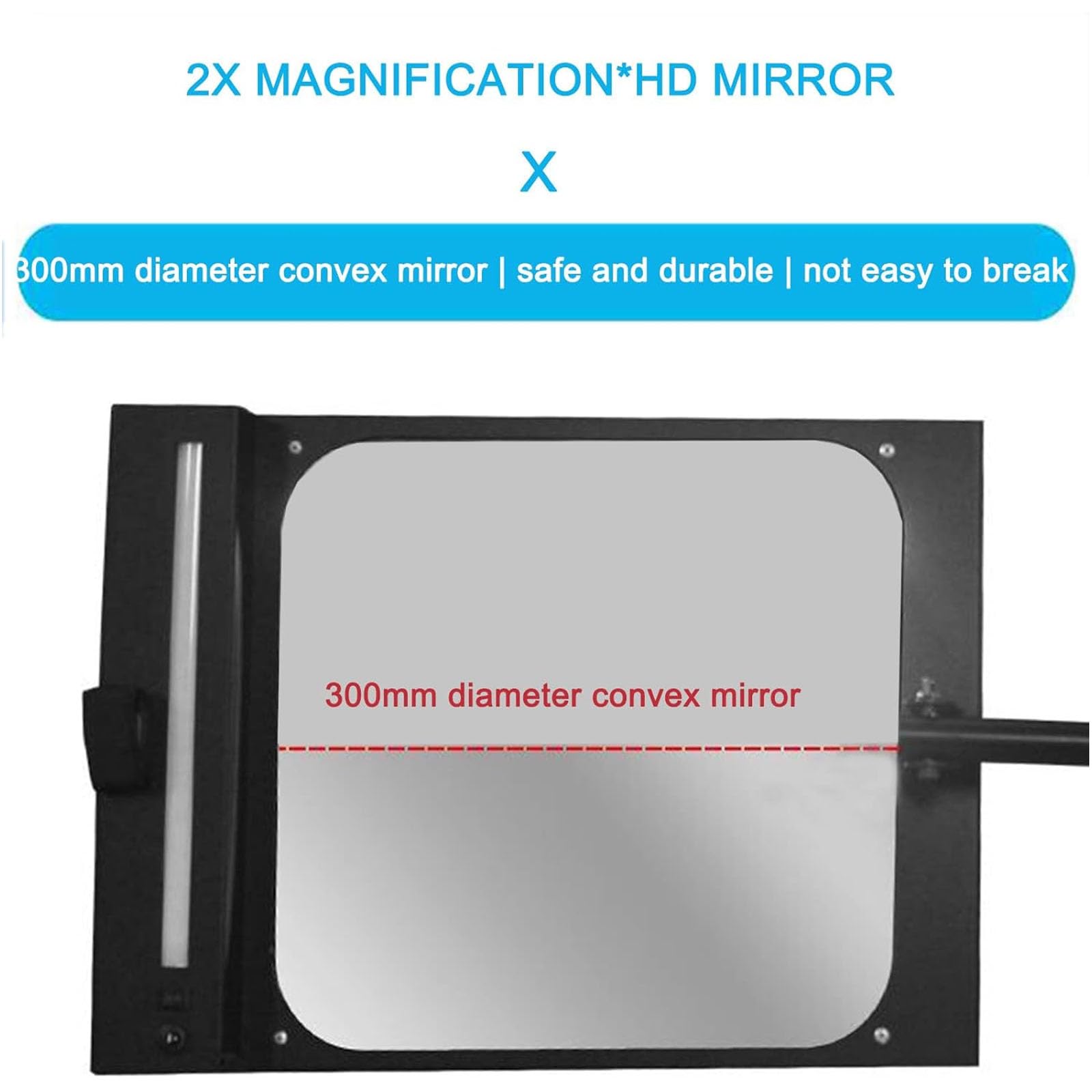 Specchietto di Ispezione Sottoscocca, Diametro 30 Cm, Specchietto di Sicurezza con Ruote E Luce LED, Lunghezza Regolabile da 50 A 110 Cm, Ingrandimento 2X, Specchiet
