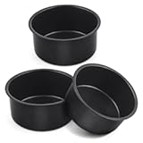 E-far 4 Inch Cake Pan Set of 3&comma; Nonstick Stainless Steel Mini Round Cake Pans Tin&comma; Small Size for Baking Smash Cakes&sol;Cheesecake&comma; Stainless Steel Core & Non-toxic Coating&comma; Straight Side & 2 Inch Deep