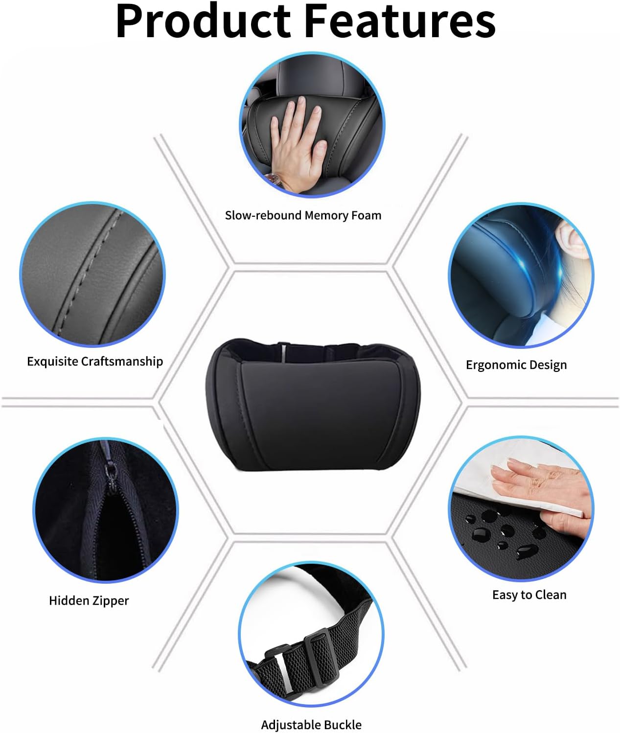 Car Neck Pillow for Tesla Model Y/3/S/X/Cybertruck Memory Foam Headrest Pillow Ergonomic Design Neck Support Seat Headrest Softness Comfortable Car Pillow (Black, 1 Pack) - Image 5