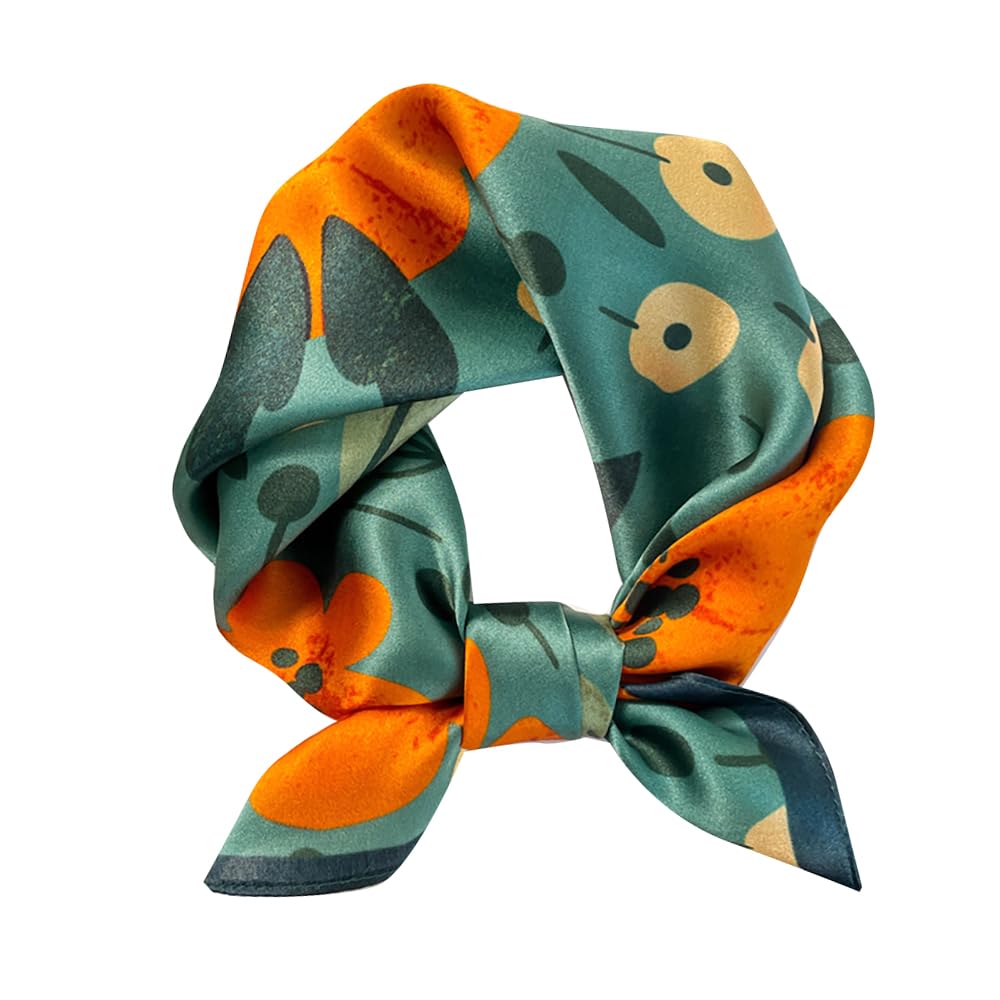 MEISEE Mulberry Silk Scarfs Women Small Square Scarf 21" x 21" Breathable Lightweight Neckerchief Headscarf
