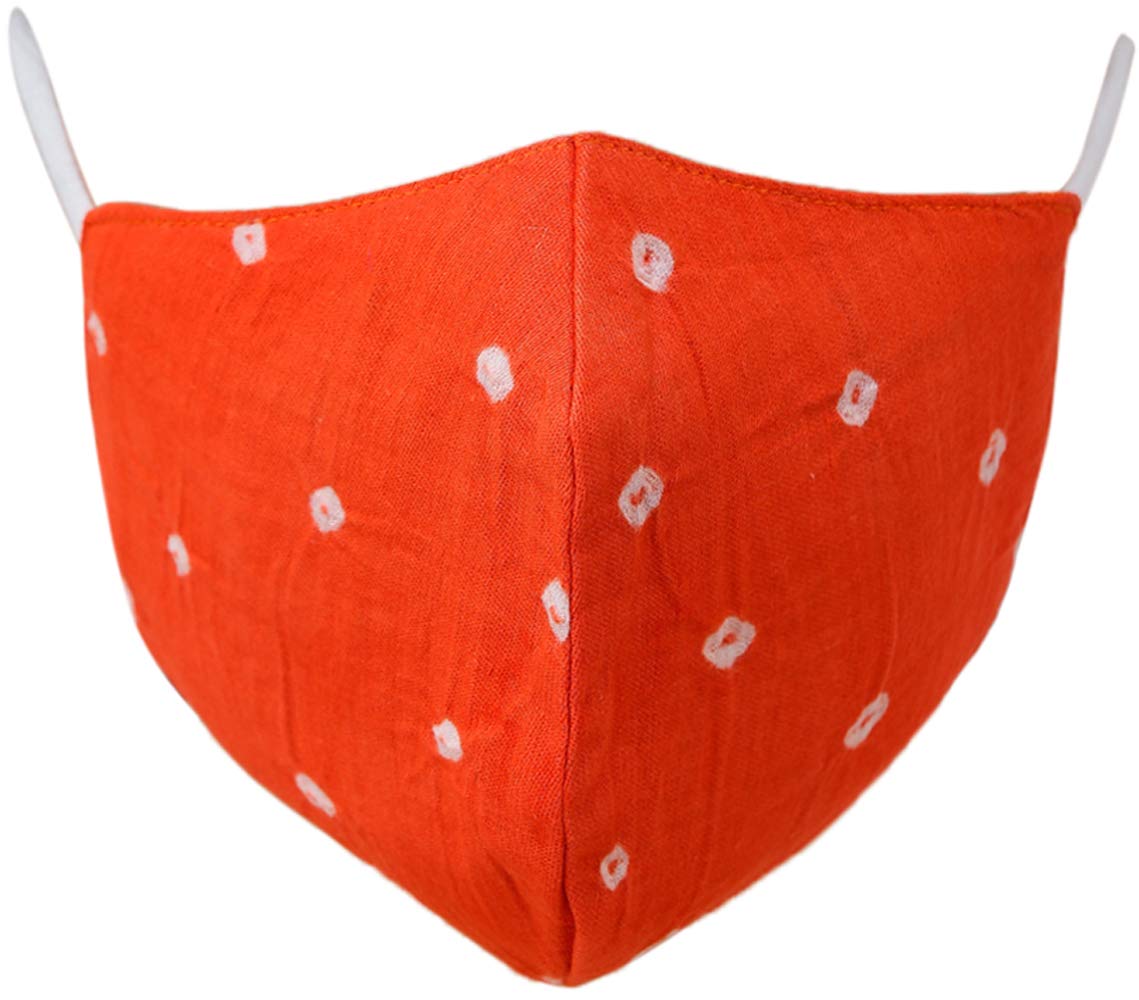 Exotic India Two ply Fashion Mask from Jaipur with Bandhini (tie-dye) Design and Cotton-Backing-picture-11