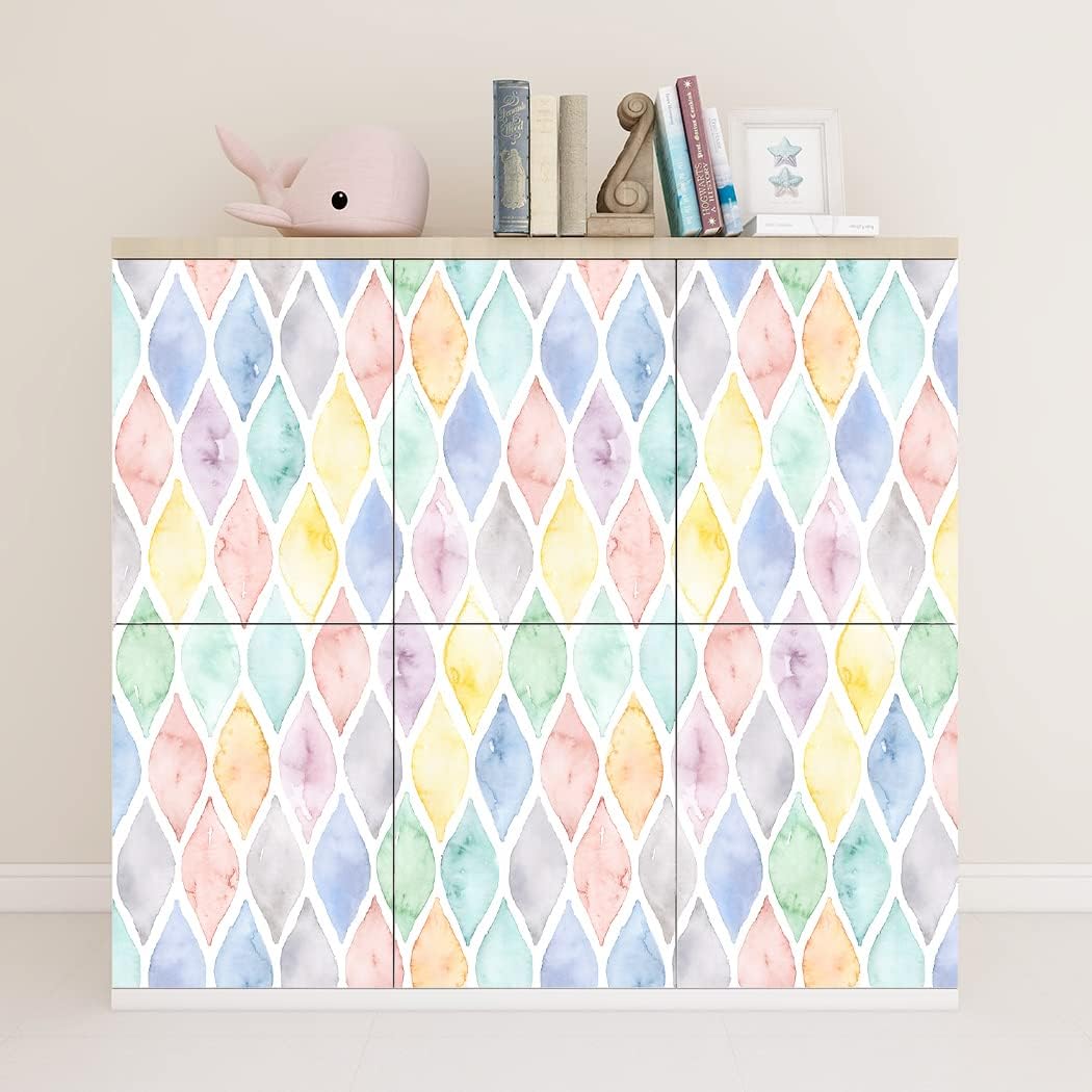 Multicolor Geometric Self-Adhesive Wallpaper Colorful Arc Removable Peel and Stick Wallpaper for Nursery Kids Room Decor DIY Decor 17.7in x 9.8ft
