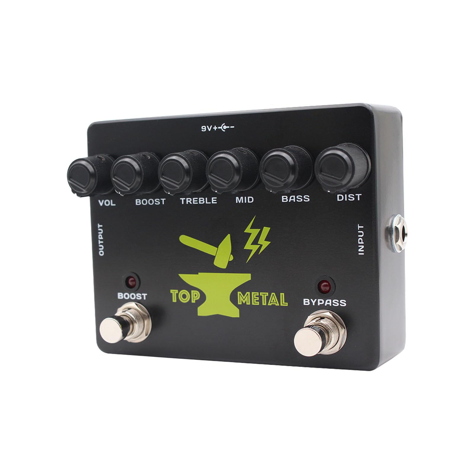 Pedale Distorsione Heavy Metal, Pedale Distorsione Top Boost per Chitarra, Effetto per Chitarra Ad Alto Guadagno con Messa a Fuoco Media EQ a 3 Bande, Ideale per Chitarre Elettriche, Bassi