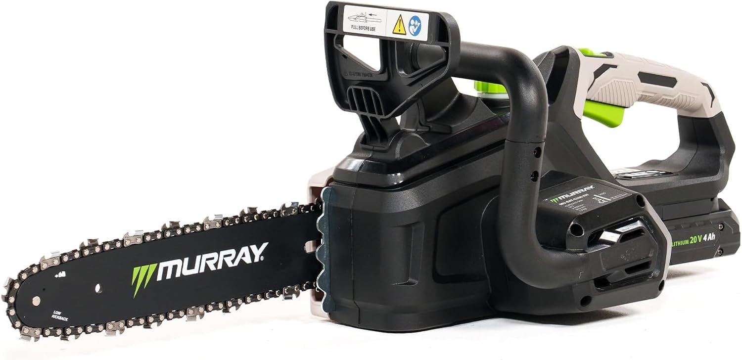Murray Motosierra Inalámbrica 20V MU-BAT-CS30-KIT – Espada & Cadena 12", Función SDS, Freno de Seguridad Doble – Empuñadura Redonda, Gran Ventana de Aceite – Incluye Batería 4Ah & Cargador
