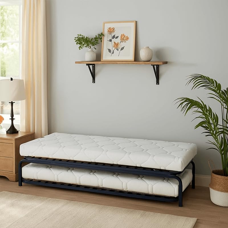 Coreme Pack Sommier Gigogne + Matelas 38kg - 14 cm - 200 x 90 - Lit Gigogne 2 Couchages Modulable, Confort Medium/Ferme, Gain de Place, Usage Quotidien
