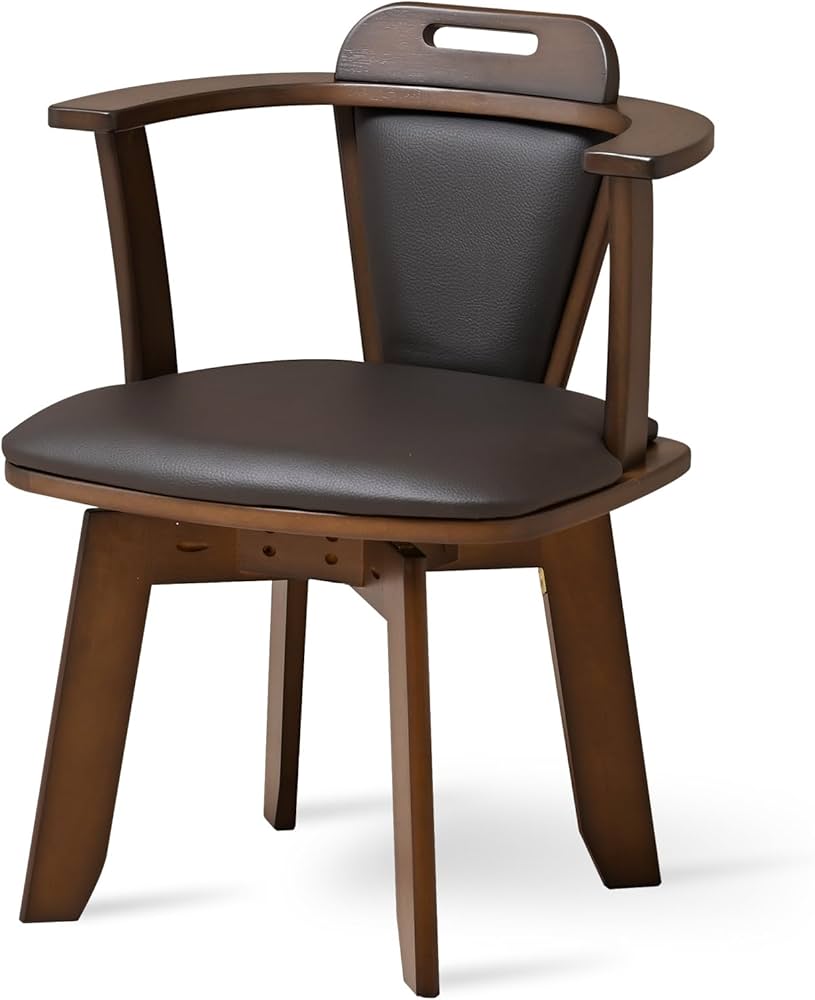 Amazon｜moca company ダイニングチェア 回転 肘付き 木製 天然木 合皮