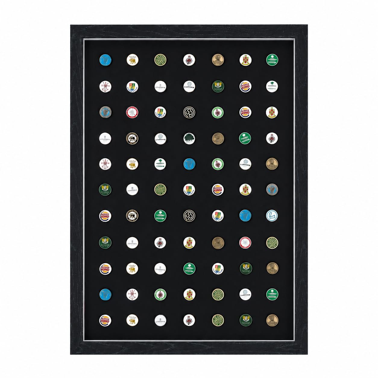 77 Ball Marker Deep Frame Display With Perspex Dust Cover, Magnetic Hold of Ball Markers