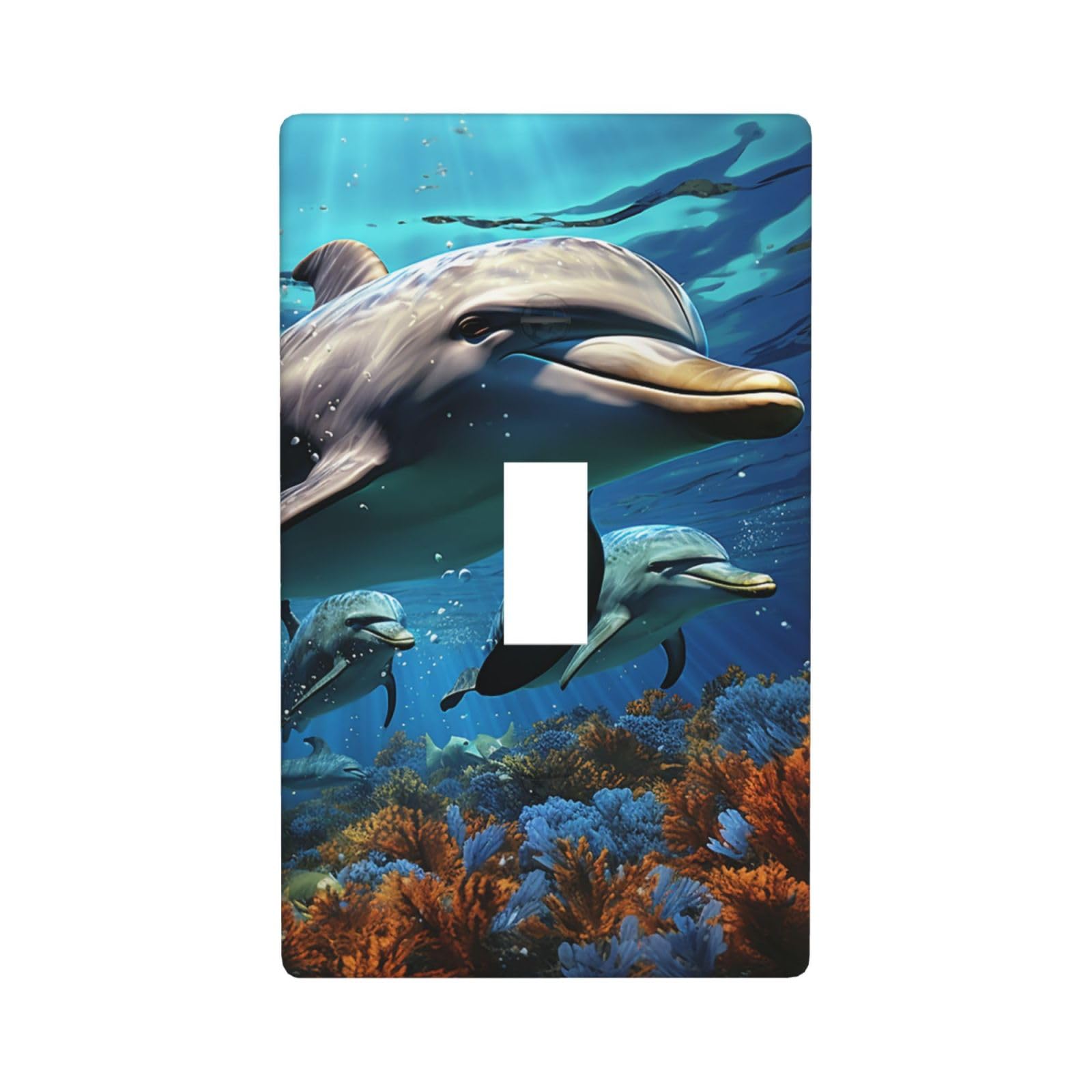 1-Gang Decorator Wall Plate Dolphins Light Switch Cover Single Toggle Receptacle Outlet Wall Plate 4.5" x 2.8" Wallplate Unbreakable Polycarbonate Outlet Faceplates Covers