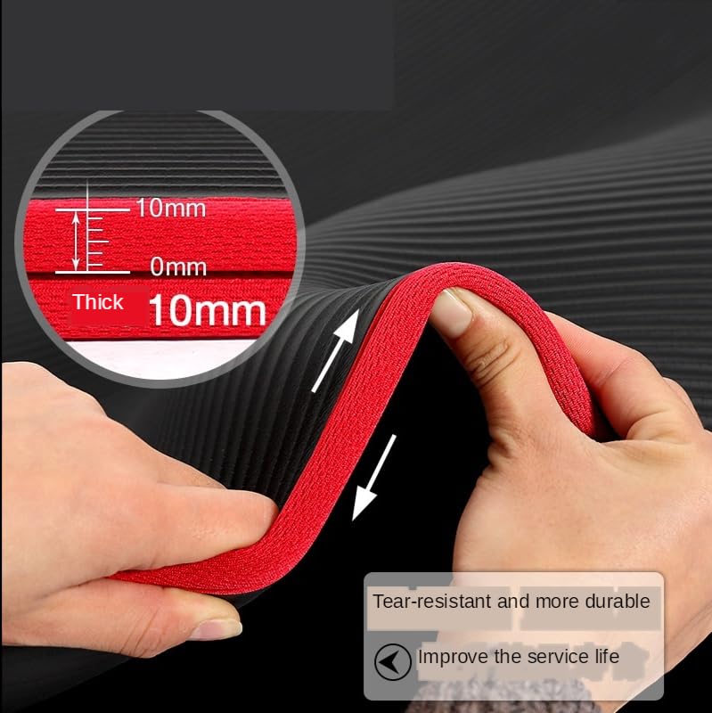 Tappetino Yoga Tappetini yoga extra spessi da 10 mm 183 cm x 61 Tappetino morbido antiscivolo for esercizi Fitness Pilates palestra con benda