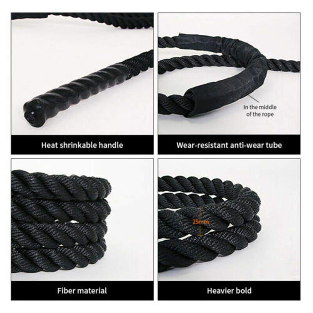 Jump Rope Fitness Schweres Springseil 25mm Heavy Battle Springseile Power Training Multifunktion für Kraft Ausdauer Training und als Unterstützung beim Abnehmen