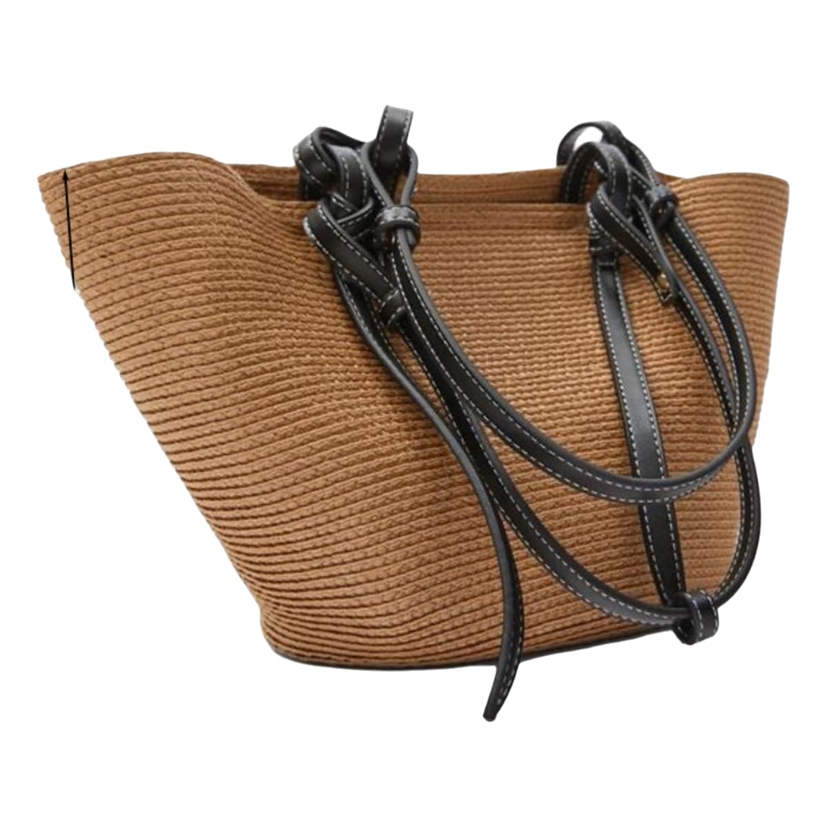 Borsa di Paglia Donna per Lo Shopping Spiaggia Grande capacità, A Tracolla in Rattan Designer, Fatta Mano delle Donne-Khaki