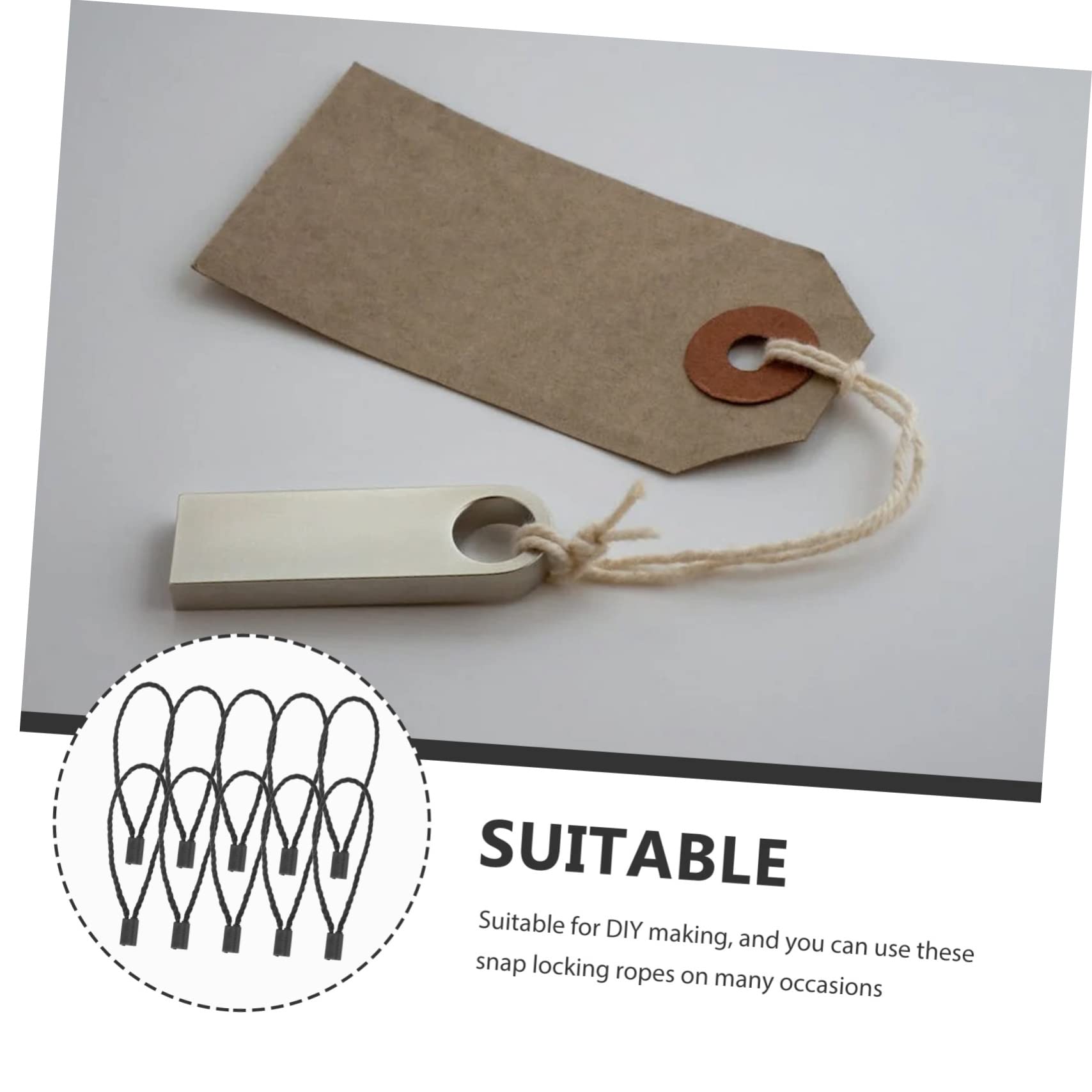 Lurrose Versatile Tag Fasteners Labels Hanging Rope Tag Tie Fastener Made of Polyester Plastic for DIY Portable Black/White