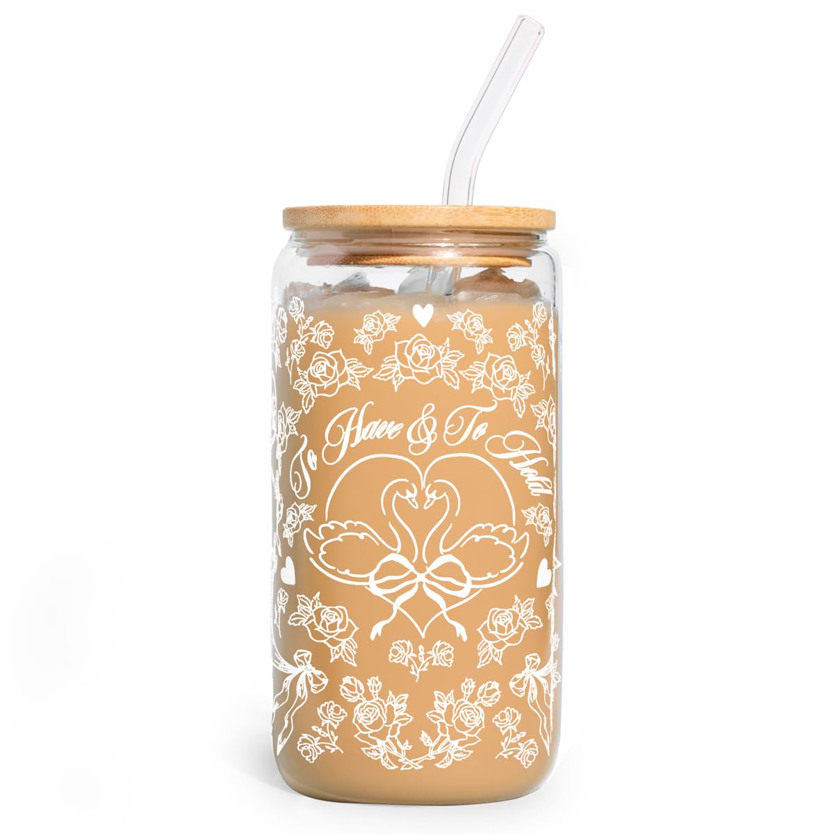 xo Fetti Bride To Have And To Hold Glass Tumbler - 16 oz Cup Straw Wedding Tumbler Bridal