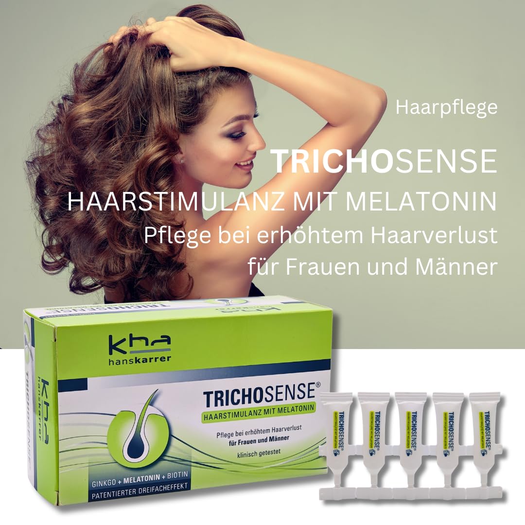 Hans Karrer Trichosense Lösung, 30x 3 ml I Pflege bei erhöhtem Haarverlust für Frauen und Männer I Haarausfall I dünnes Haar I gesunde Haare I Melatonin I Biotin I Spar-Set plus Pharma Perle (1x)