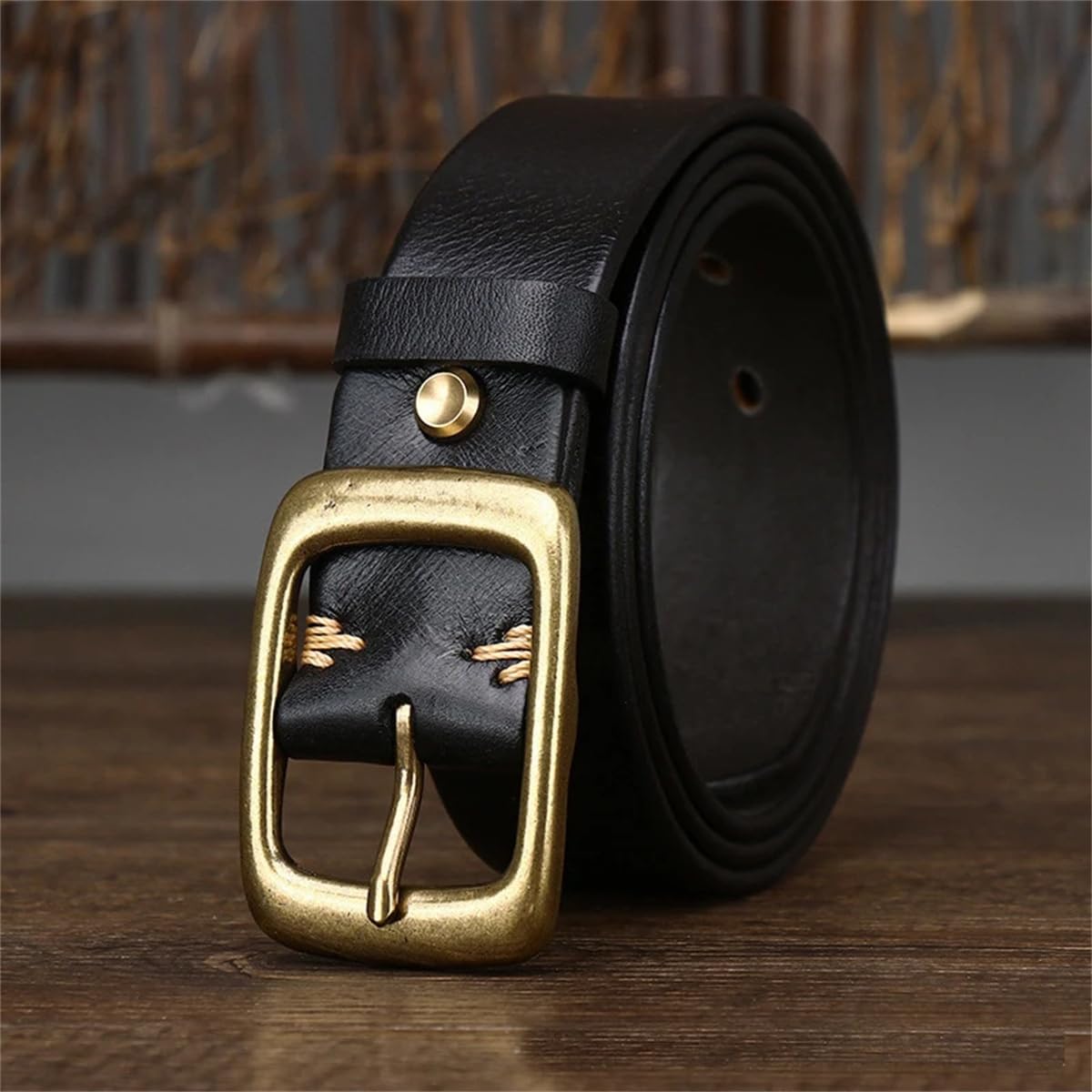 3,3 Cm Breite Kupferschnalle, Herrengürtel Aus Rindsleder, Handgefertigter Retro-Gürtel, Luxuriöser Gürtel, Breiter Jeansgürtel, Geschenk Für Herren
