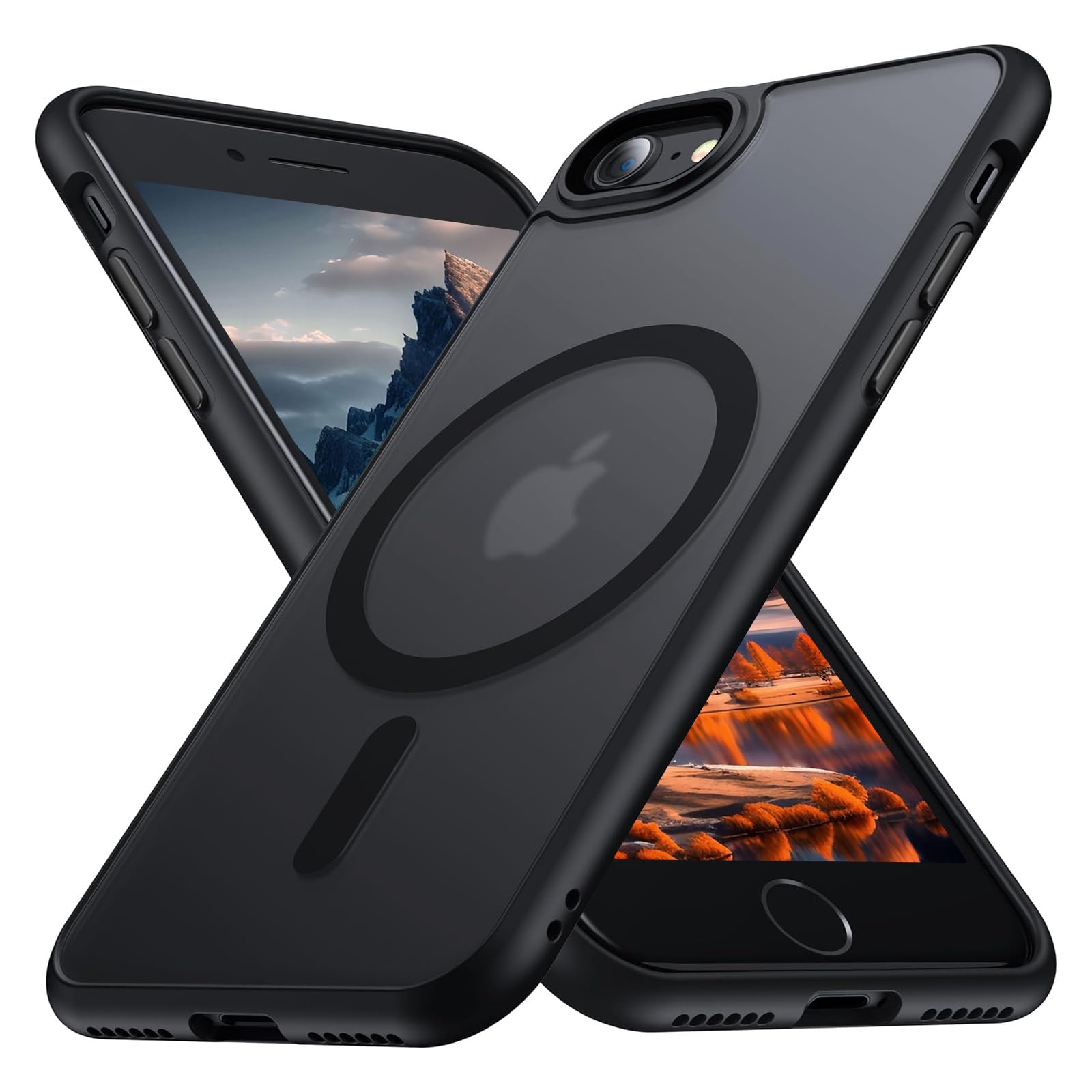 ROUMAYMAY Magnetic for iPhone SE Case, iPhone 7 Phone Case Magnetic [Compatible with MagSafe] Military Grade Protective Slim Translucent Matte Skin