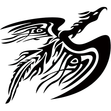 Amazon カッティングステッカー 鳳凰 不死鳥 フェニックス Phoenix トライバル 右 160mmx140mm ブラック 黒 ステッカー デカール 車 バイク