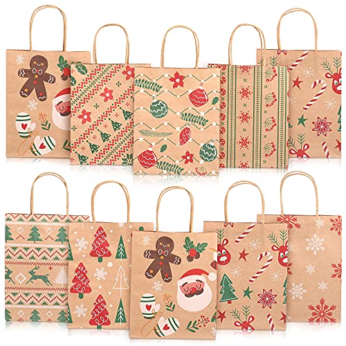 24 Stück Papiertüten Weihnachten Geschenktüten mit Henkel,...