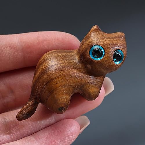 Miniatura 2 de Gato tallado en madera hecho a mano, gatito tallado a mano, estatua de madera, estatua de gato, manualidades, estatuas conmemorativas, escultura de