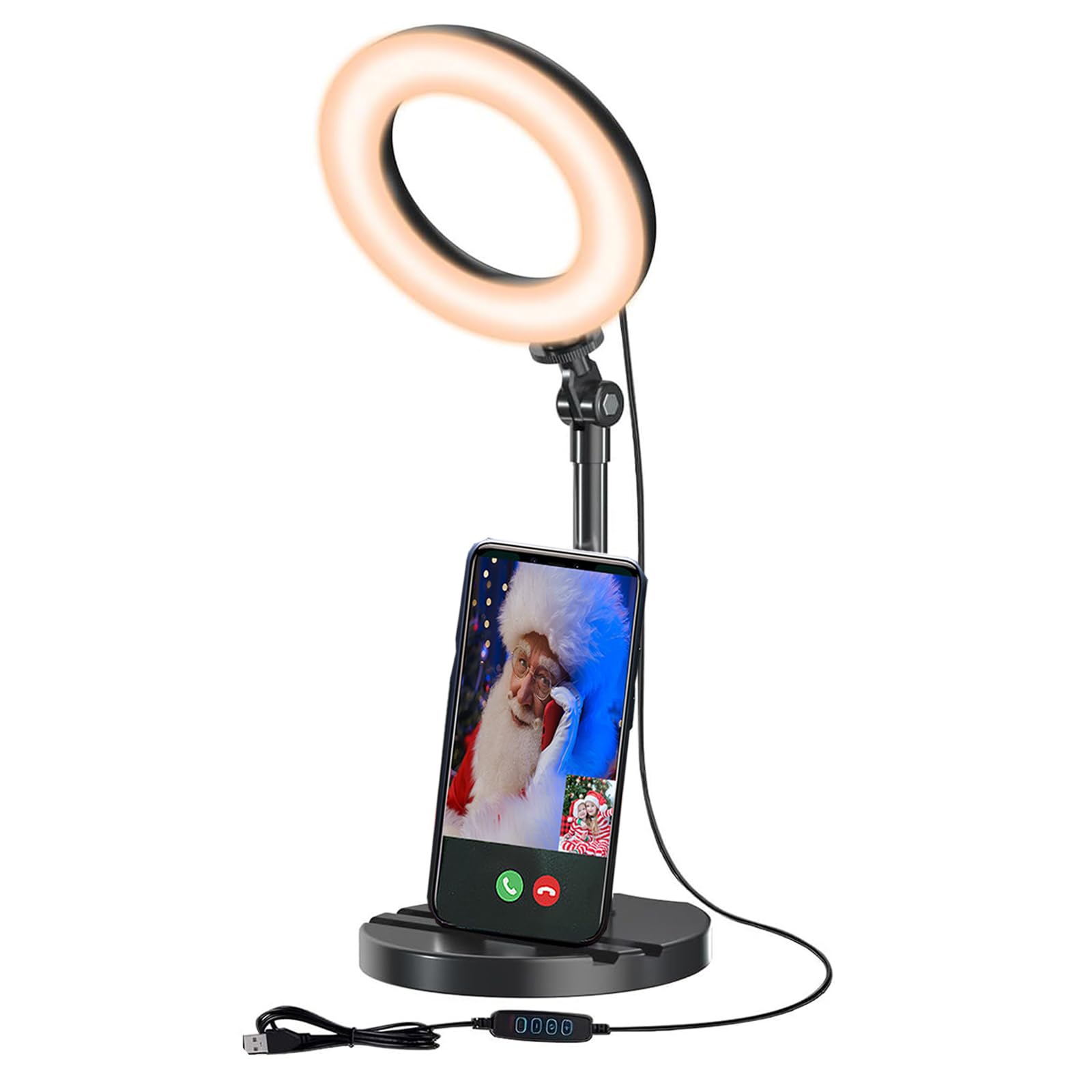 anello di luce per computer con supporto, anello di luce con clip da 10 W, 3000 K-6500 K, dimmerabile, luce del computer per telefono, selfie, portatile, zoom, video, trucco, Vlog Tiktok,