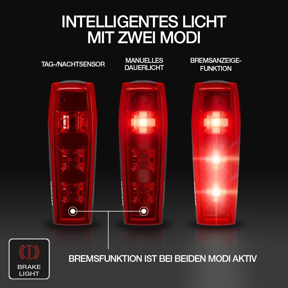 OSRAM LEDsBIKE Race 100 Set, wiederaufladbares Fahrradlichtset, StVZO-zugelassenes Front- und Rück-LED-Lichtset mit Bremslicht, Mehrere Beleuchtungsmodi, DREI Helligkeitsstufen, 100 Lux