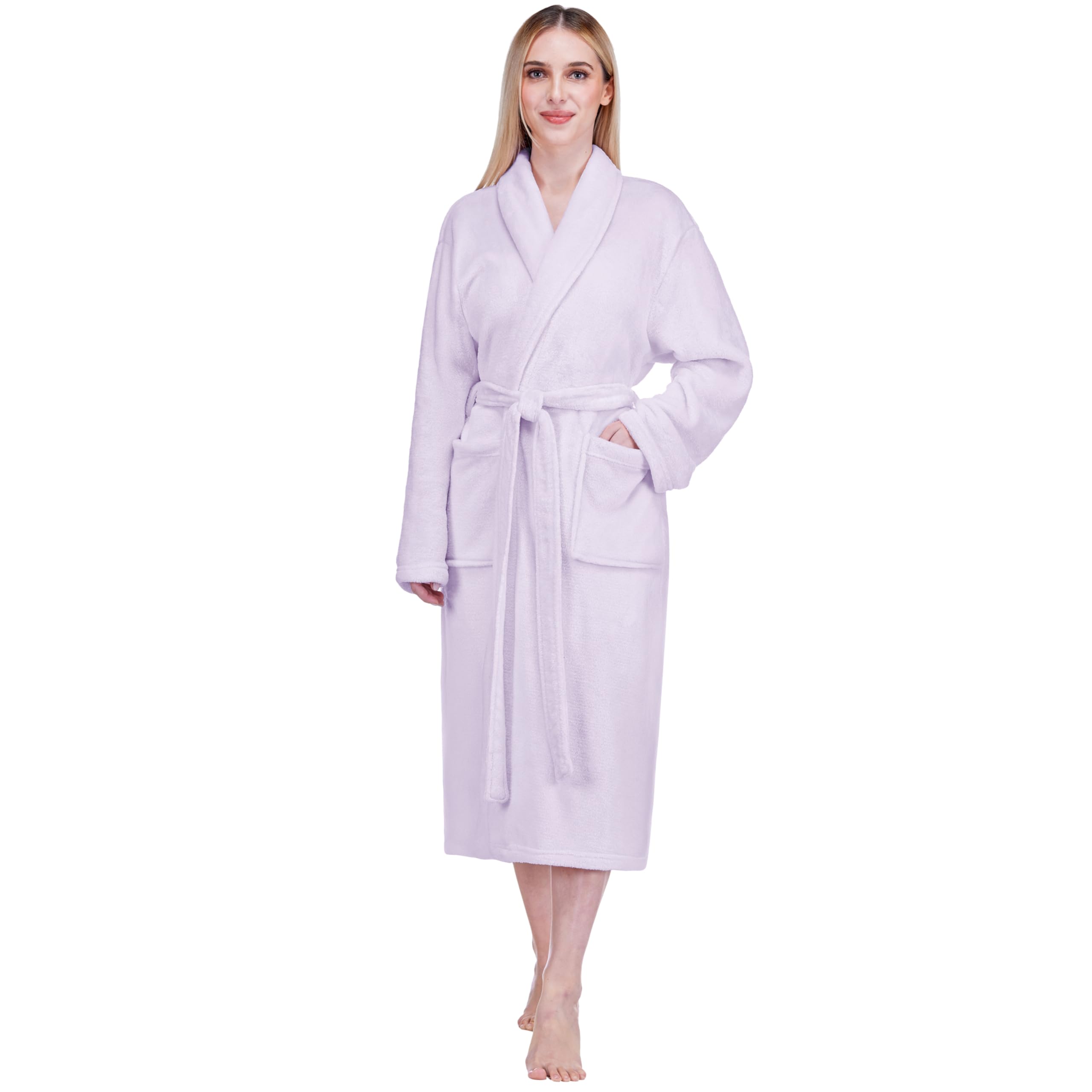 PAVILIA Womens Robe Fleece Plush Soft, Fluffy Fuzzy Cozy Warm Bathrobe, Shower Spa House Long Robe for Women