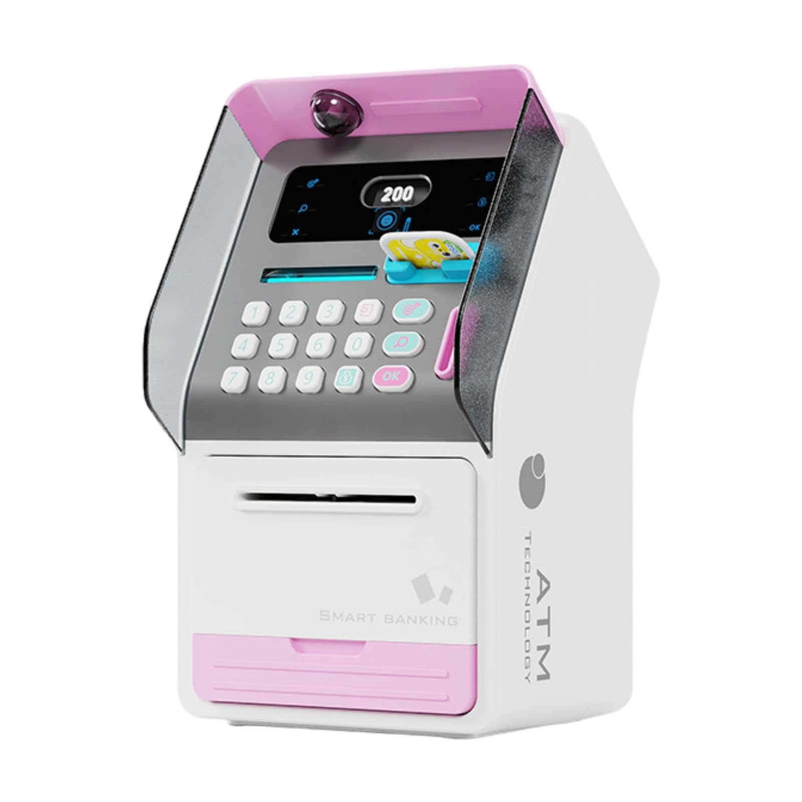 POXZSFX Face Recognition Piggy Bank Creating Magical Experience For Kids While Saving Money Playfully Children Piggy Bank Allows To Deposit And Withdraw Money, Pink, 15.5x17.5x27cm