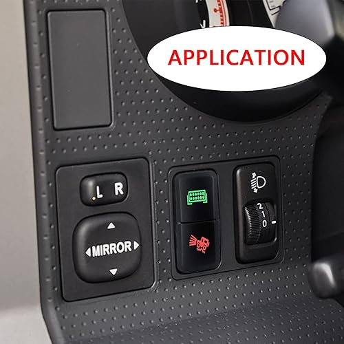 Miniatura 6 de Interruptor de botón dual para barra de luz LED y cámara trasera roja y verde interruptor de encendido y apagado retroiluminado para Toyota FJ