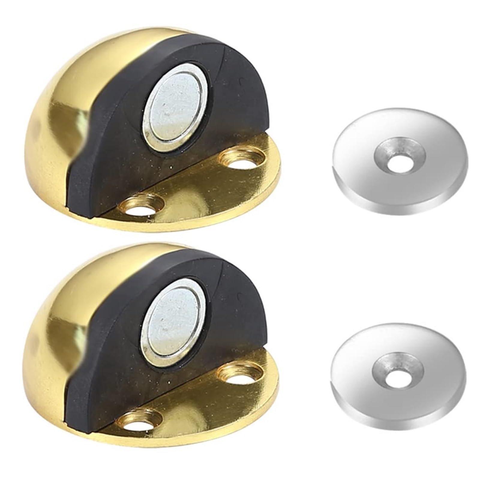 Luercher Gold Door Stop Floor Mounted Door Stops Stainless Steel Door Stoppers For Floor Mounted Half Moon With Screws 2 Pack(Gold)