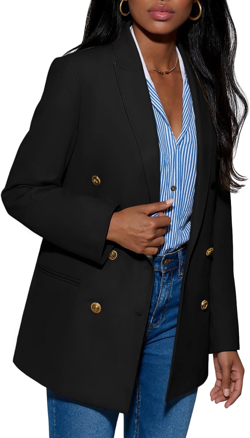 Mina Self 2026 Spring Women's Oversized Blazers Double Breasted Business Casual Professional Work Suit Jackets with Pockets - Image 2