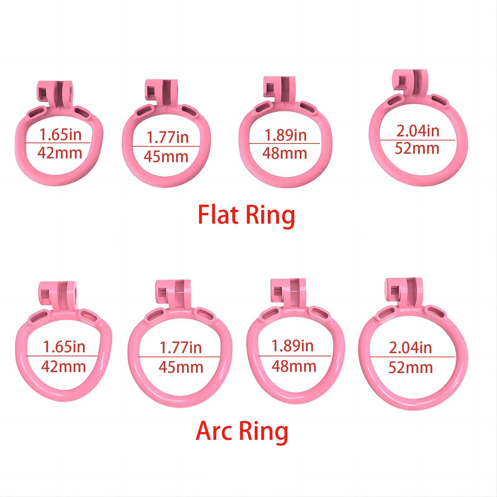 Cage de Chasteté en Résine de Nylon avec 30 Dents et 2 Serrures Cachées SM Jouets Sexuels Masculins Cage de Pénis avec 4 Anneaux Amovibles pour L'entraînement du Pénis Masculin (Arc Ring,Pink)